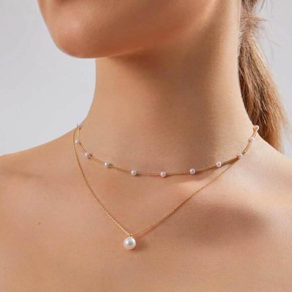 Jewelry Satellite Set Women Dainty Pearl Choker Earrings Bracelet Wedding Gift - Picture 6 of 7